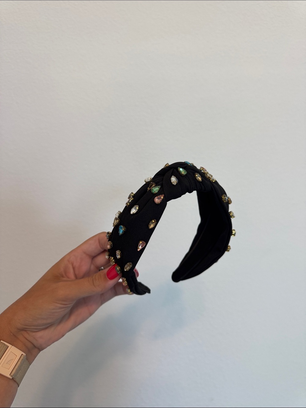 Amazon Black Knotted Headband with Multicolor Jewel Accents